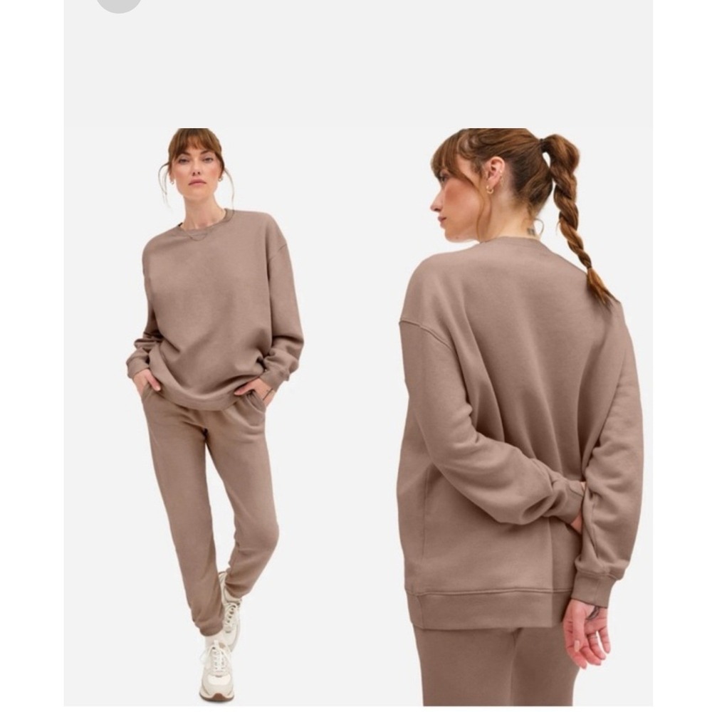 MATE the Label Womens Organic Cotton Oversized Sweatshirt Mushroom Brown Small
